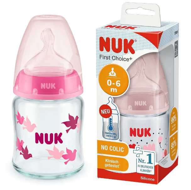 NUK First Choice 0-6 mois., Bouteille pour bébé, 2 tailles